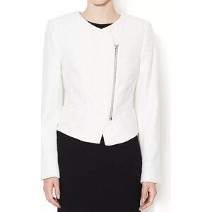 L'Agence white jacket cotton 2 moto zippers tweed